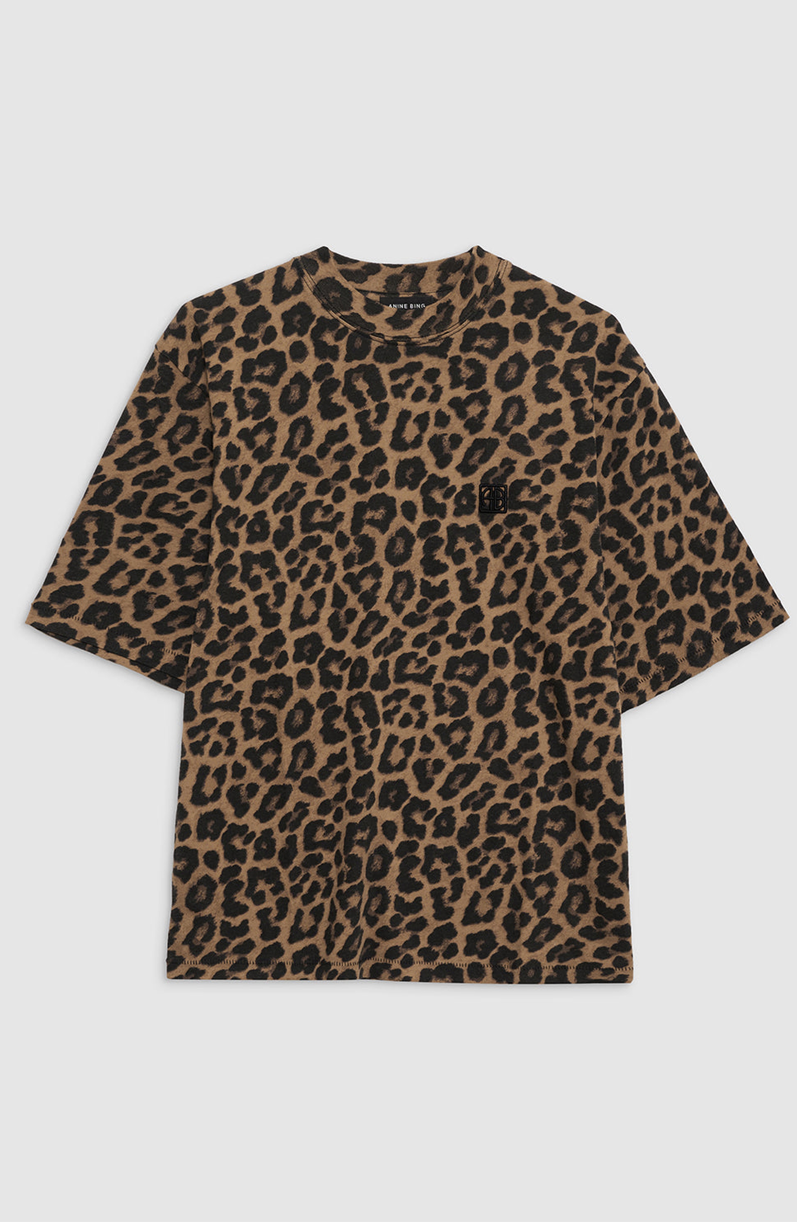 ANINE BING Avi Tee in Black /Brown Leopard at Nordstrom - 4