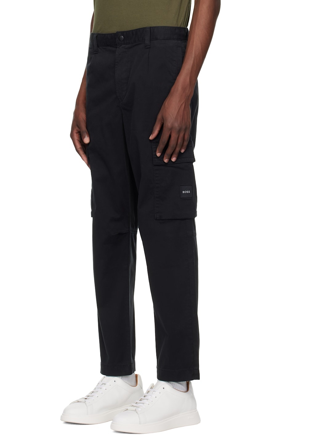 Black Logo Patch Cargo Pants - 4