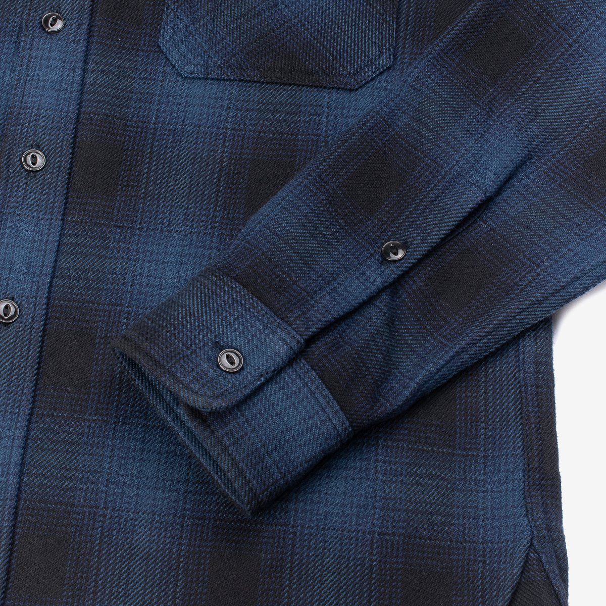 IHSH-265-NAV Ultra Heavy Flannel Ombre Check Work Shirt - 3