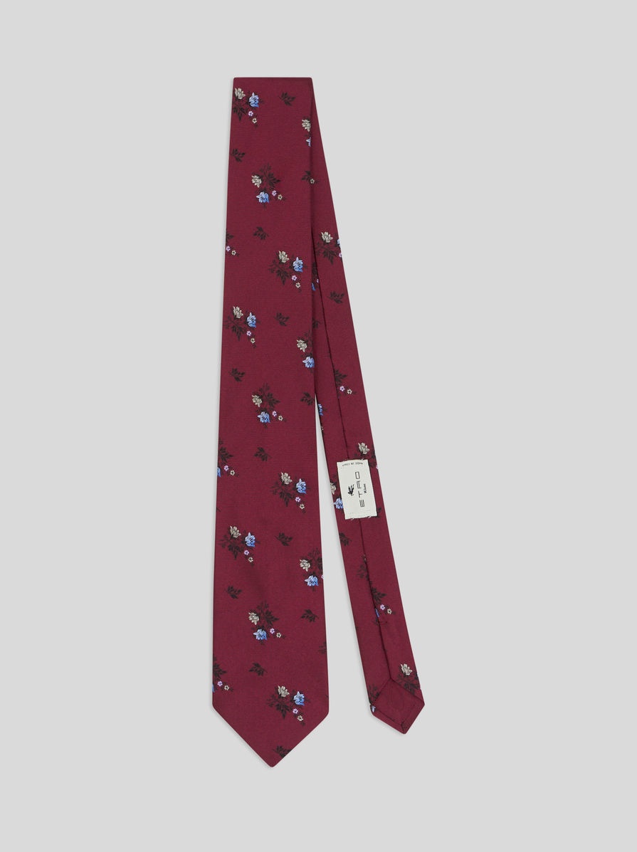 FLORAL SILK JACQUARD TIE - 1