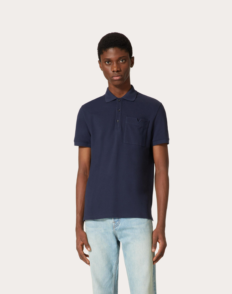 COTTON PIQUÉ POLO SHIRT WITH TOPSTITCHED V DETAIL 3