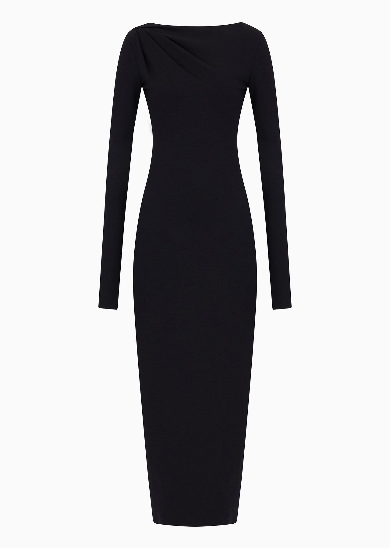 Stretch wool-blend midi sheath dress with draping - 1