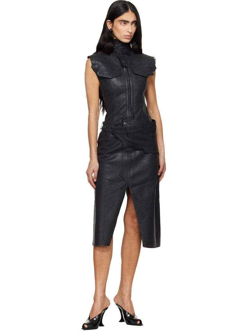 OTTOLINGER Black Glazed Denim Belted Midi Dress outlook