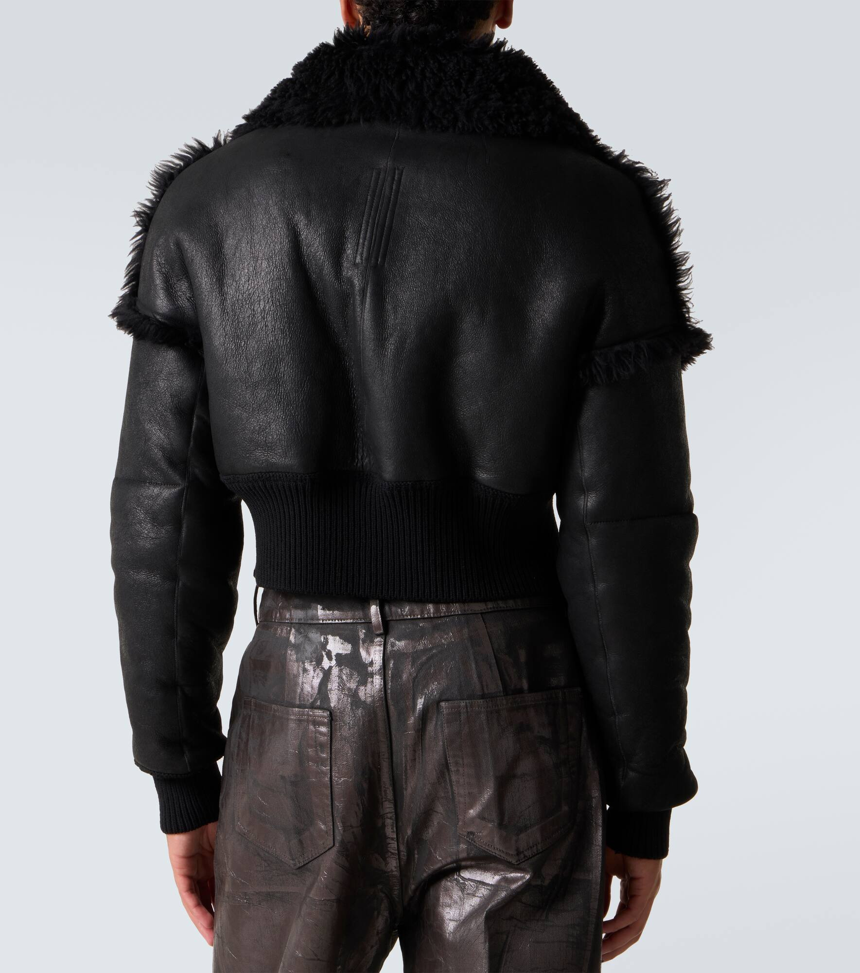 Dracucollar shearling-lined leather jacket - 4