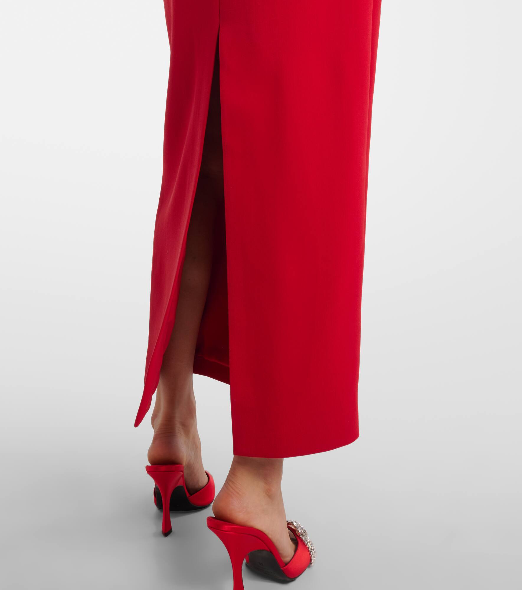 Floral-appliqué wool-blend gown - 6