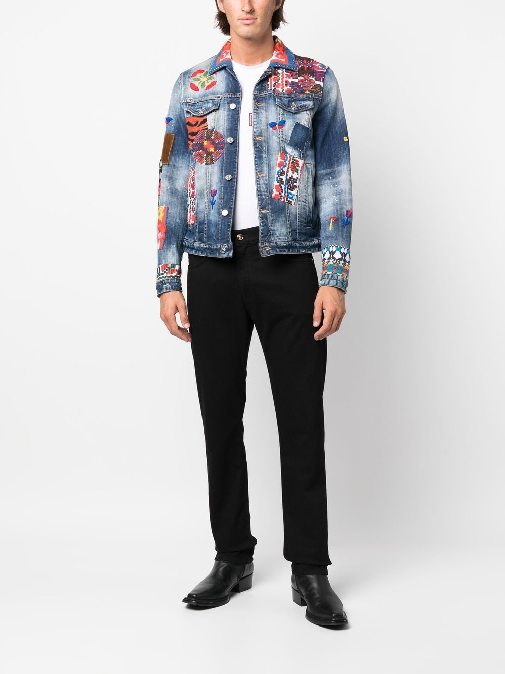 patchwork-detail denim jacket - 2