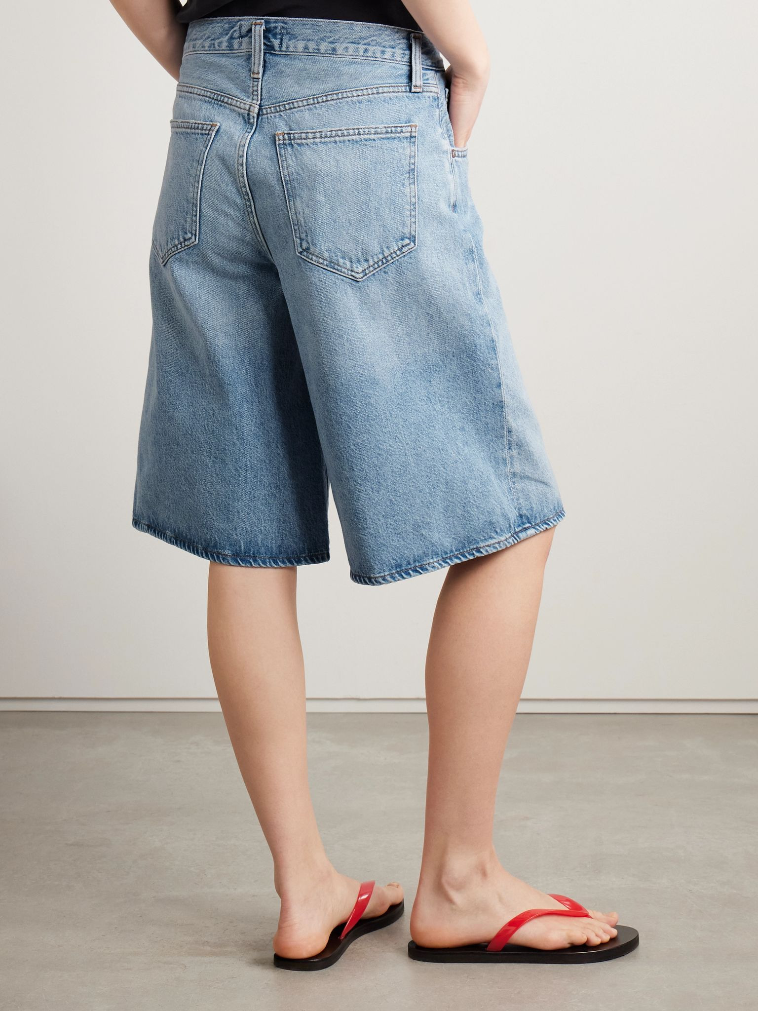 Baggy V-Waist denim shorts Light denim - 4