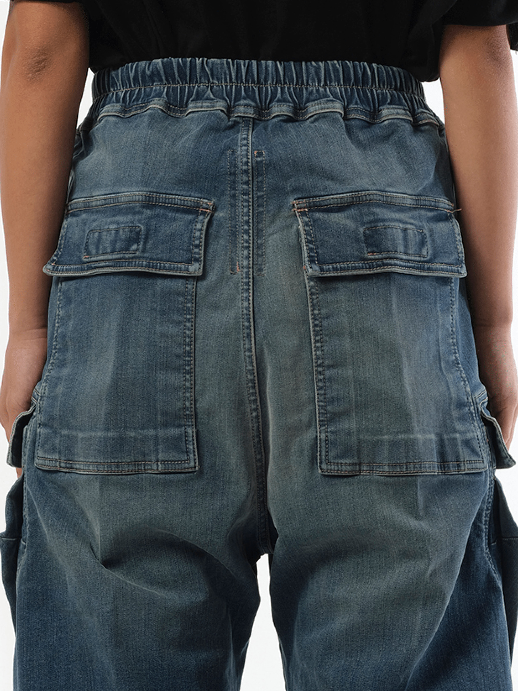 Denim Double Cargo Jumbo Belas in Washed Indigo - 3