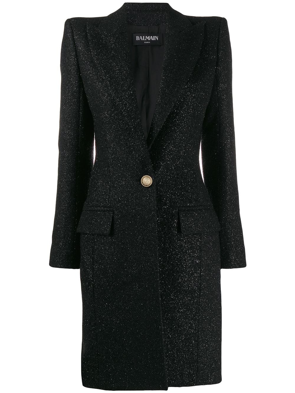 single breasted fitted long coat - 1