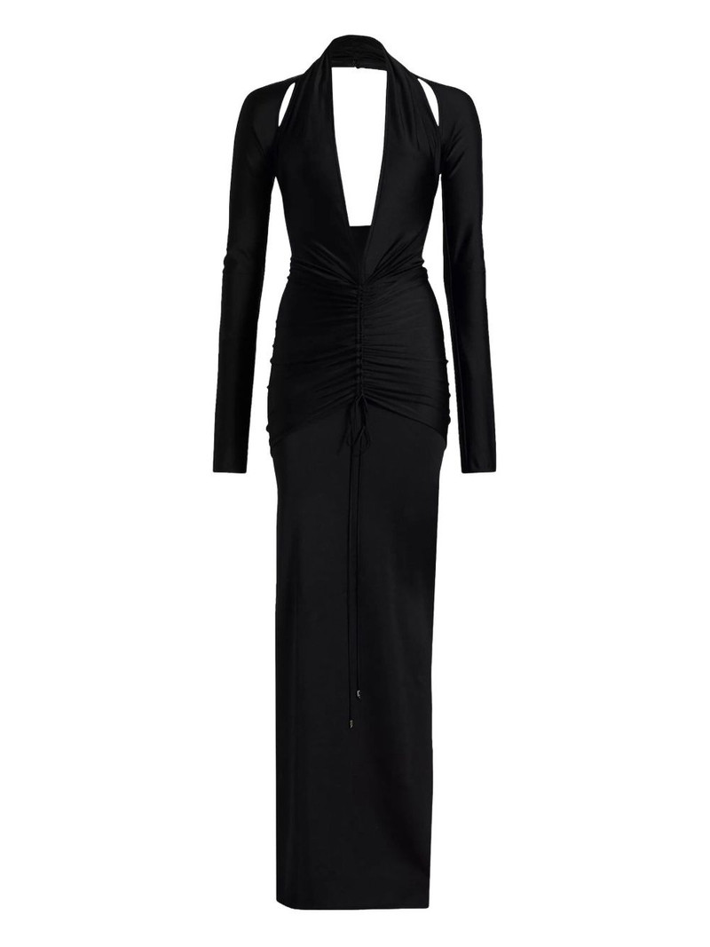 plunge-neckline gathered dress 1