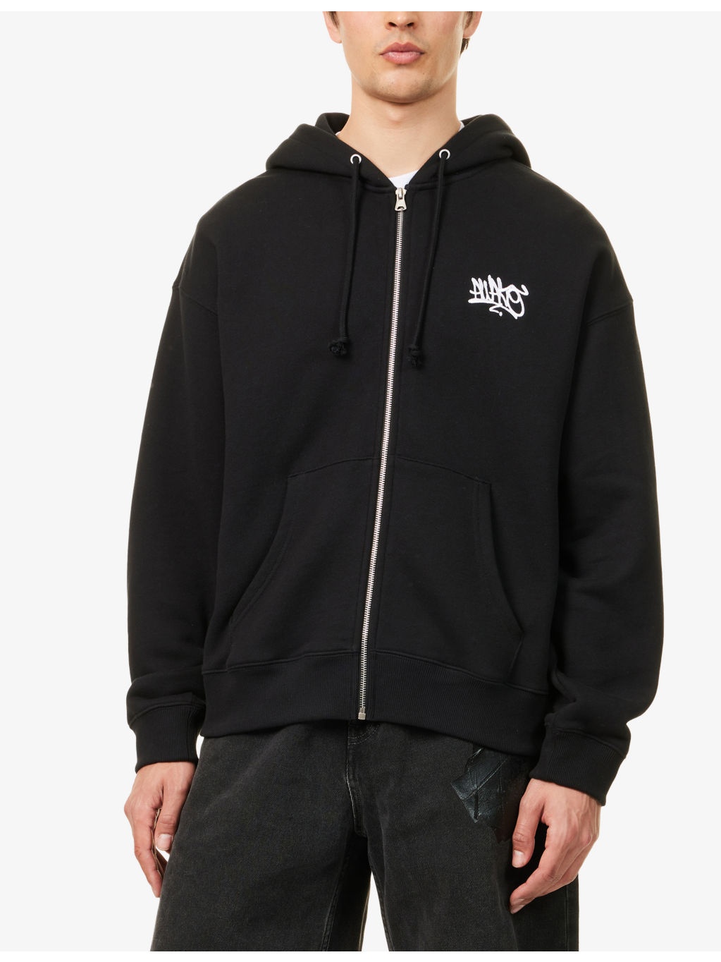 All City Zip-Up Brand-Embroidery Cotton-Jersey Hoody - 3