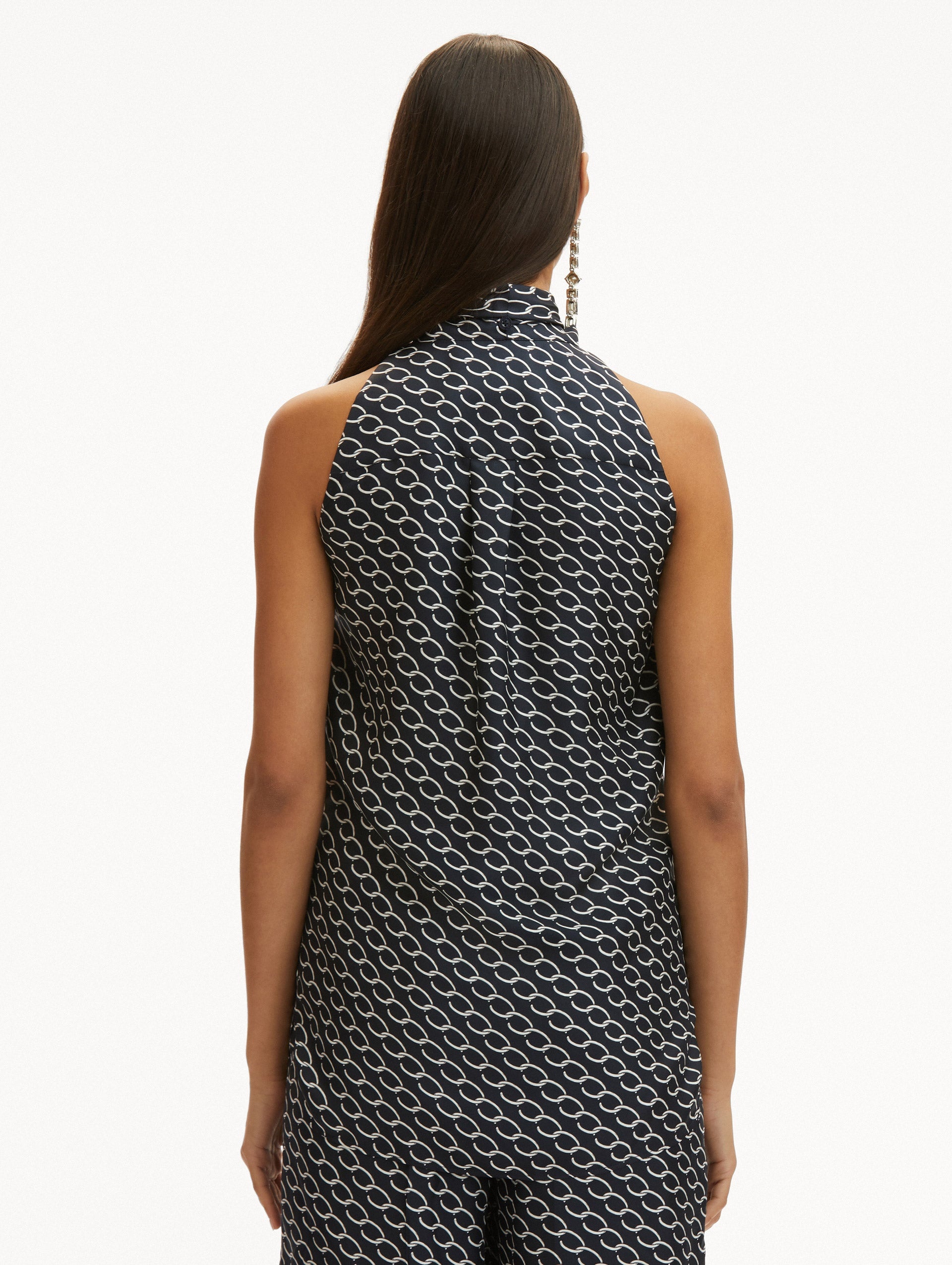 SMALL OSCAR CHAIN-LINK SLEEVELESS BLOUSE - 4