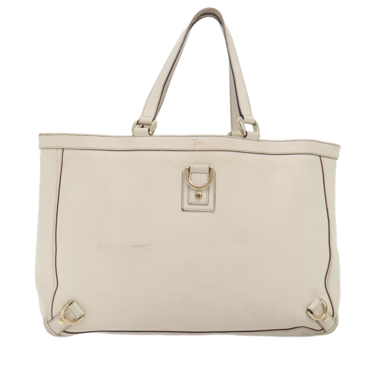 GUCCI Tote Bag Leather White Gold - 2