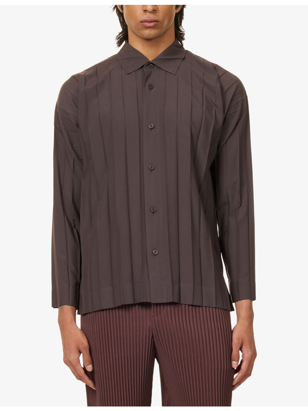 Edge Long-Sleeves Knitted Shirt - 3