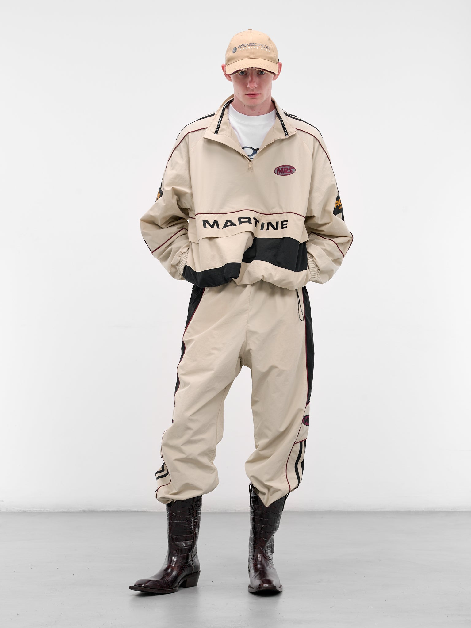 Cream Nylon Stripe Joggers - 6