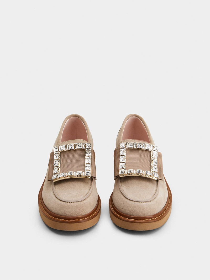 Viv' Rangers Strass Buckle Loafers in Suede 7