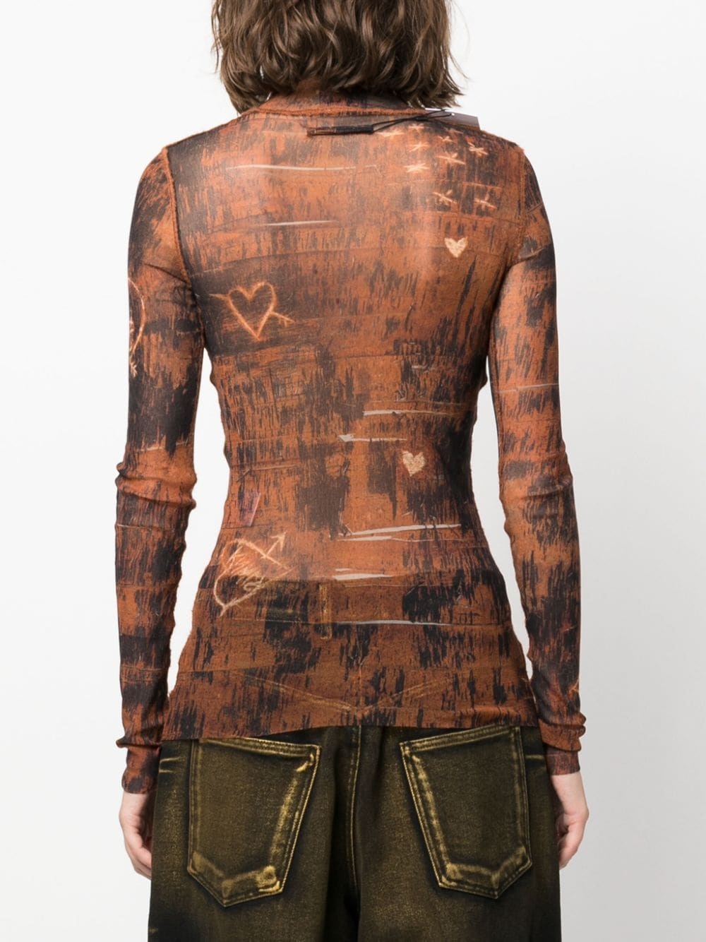 x KNWLS graphic-print sheer top - 4