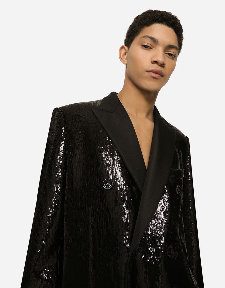 Sequined double-breasted coat - 5