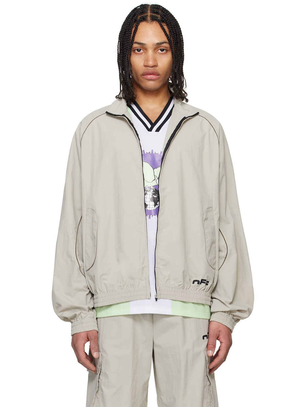 Gray Off Split Track Jacket - 1