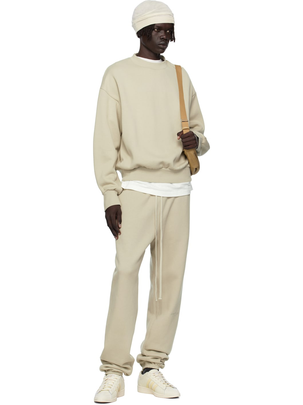 Taupe Classic Fit Fleece Crewneck Sweatshirt - 4