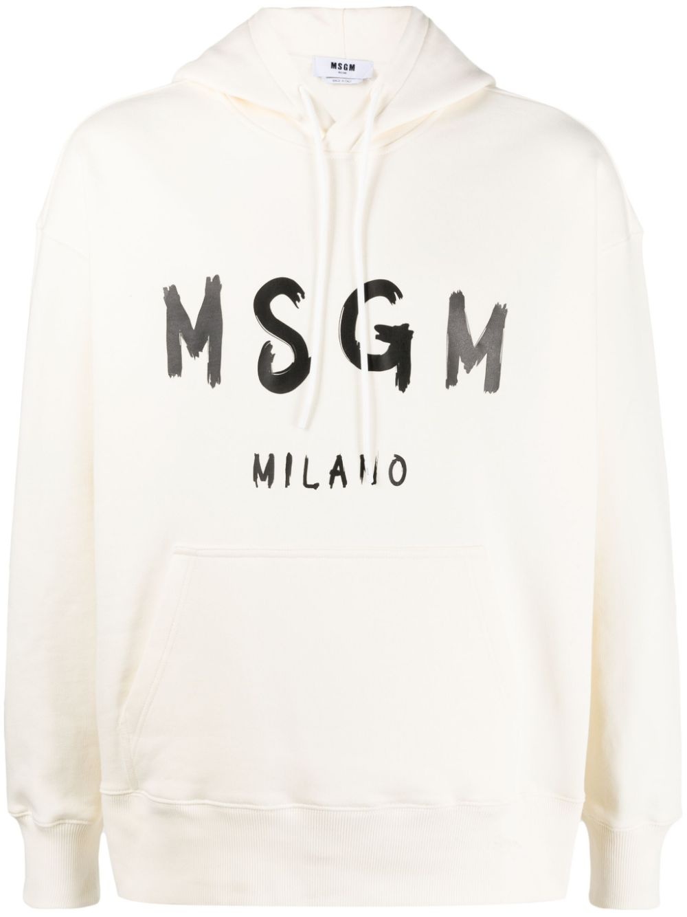 logo-flocked cotton hoodie - 1