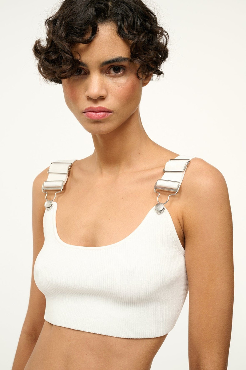 STAUD + WRANGLER THE OVERALL RIB BRALETTE TANK WHITE 6
