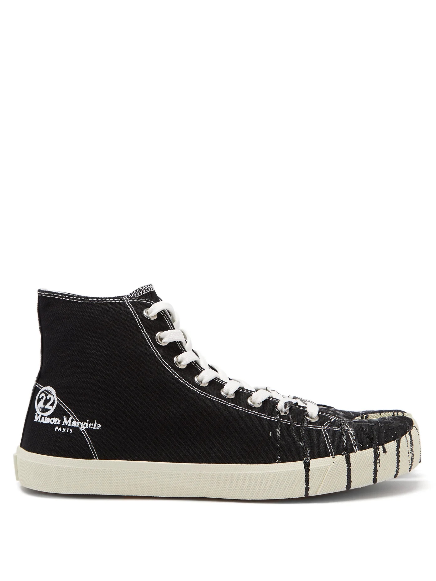 Tabi high-top paint-drop canvas trainers - 1