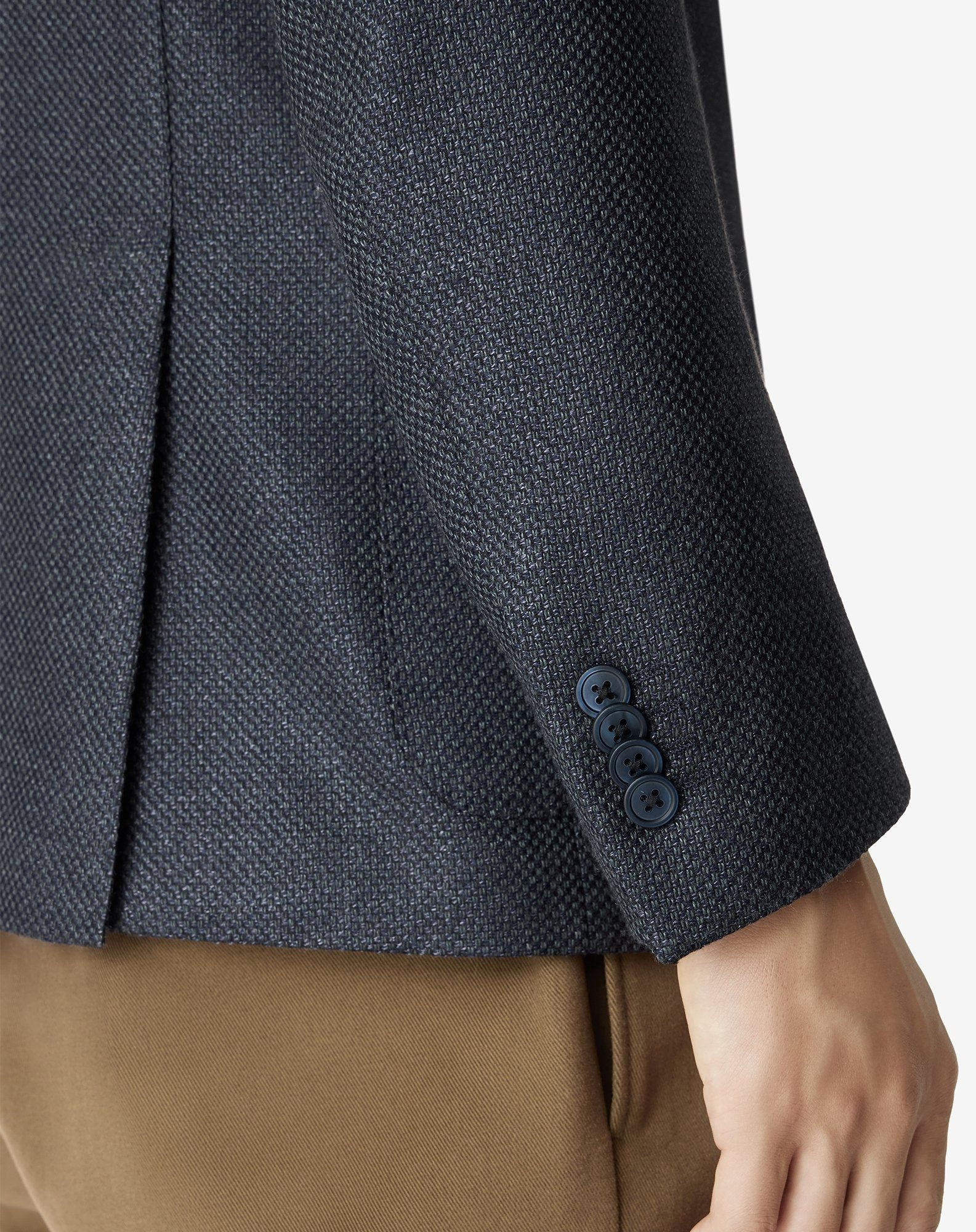 Blue wool, cashmere and silk hopsack jacket - 5