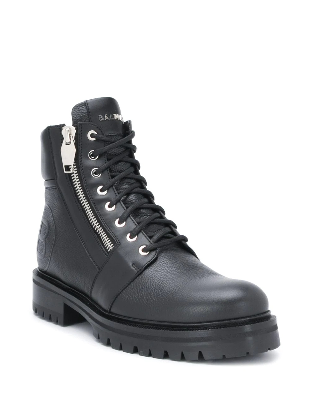 embossed logo combat boots - 2