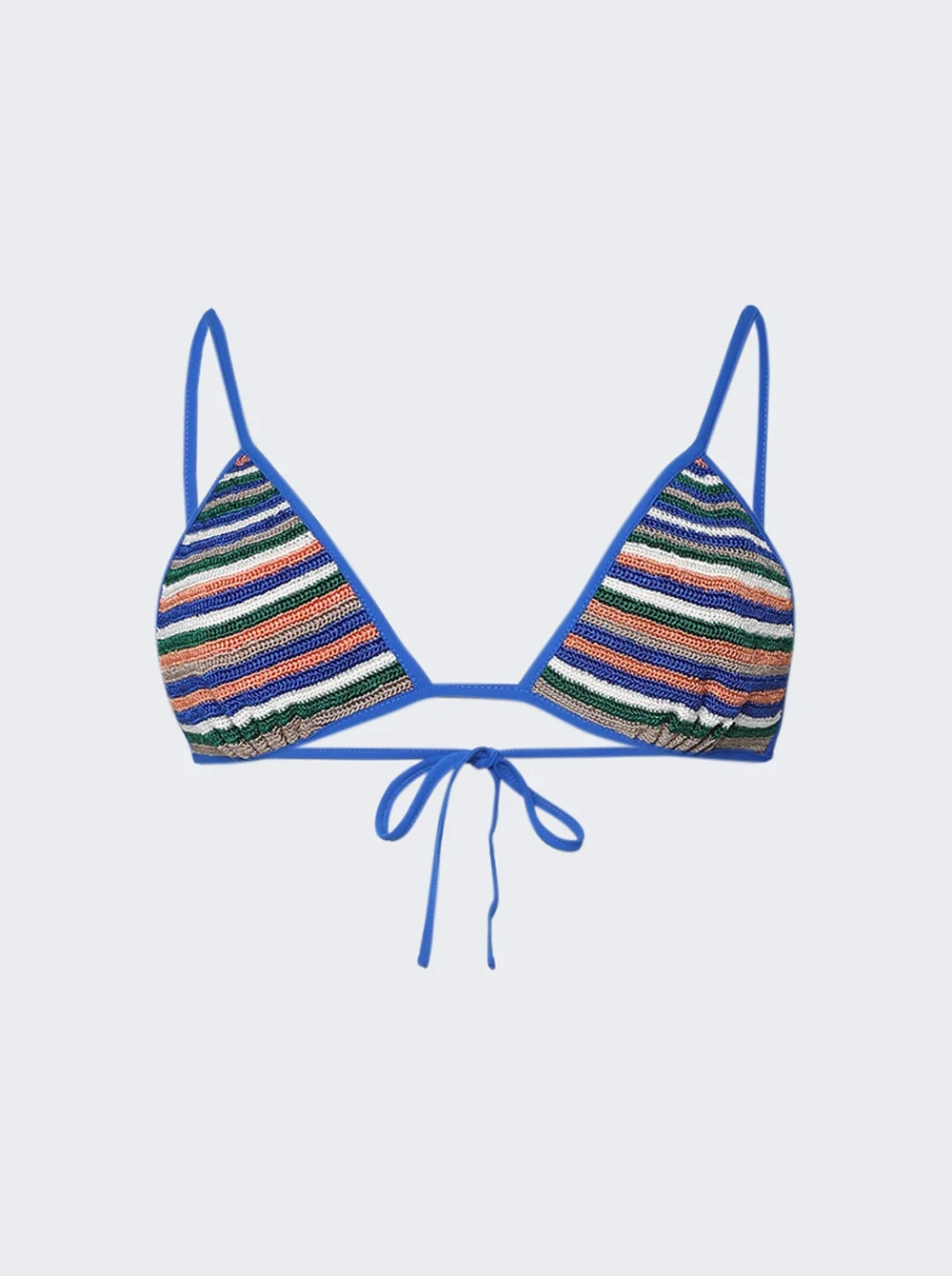 Calypso Crochet Tie Bikini Top Baja Blue Stripe - 1