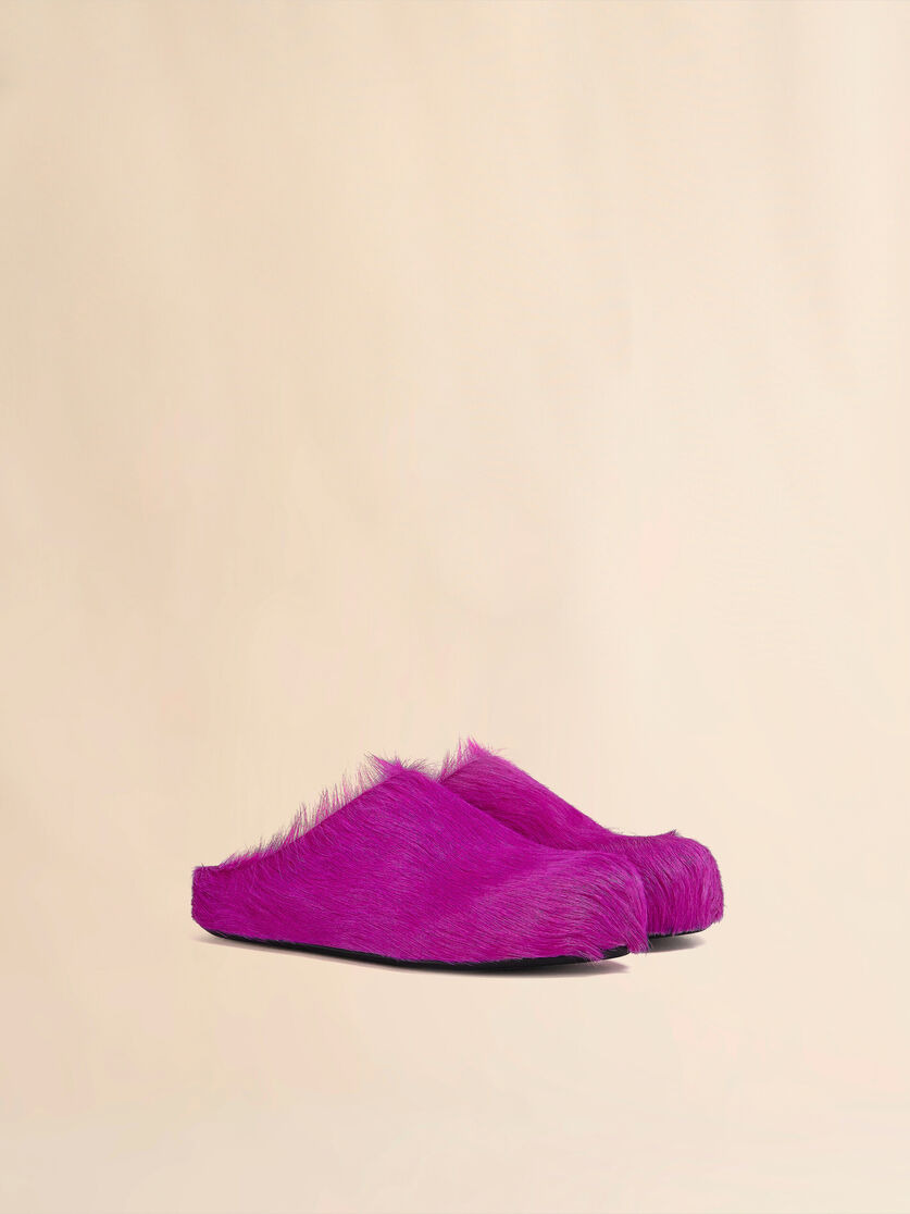 FUCHSIA LONG-HAIR CALFSKIN FUSSBETT SABOT - 2
