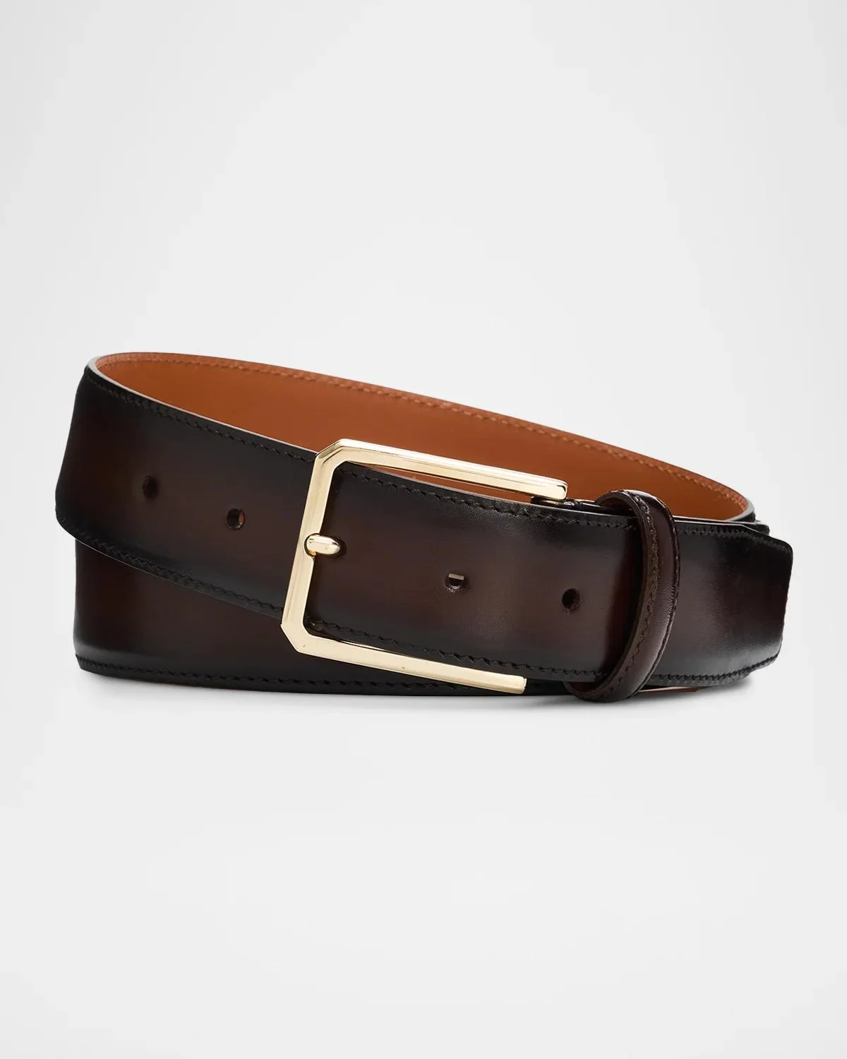 Men's Rectangular-Buckle Leather Belt - 1