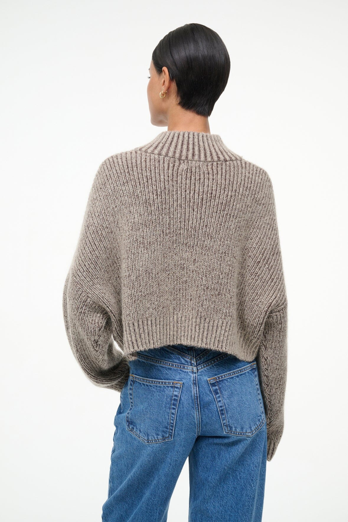 STAUD CROPPED HAMPTON SWEATER BISQUE - 3