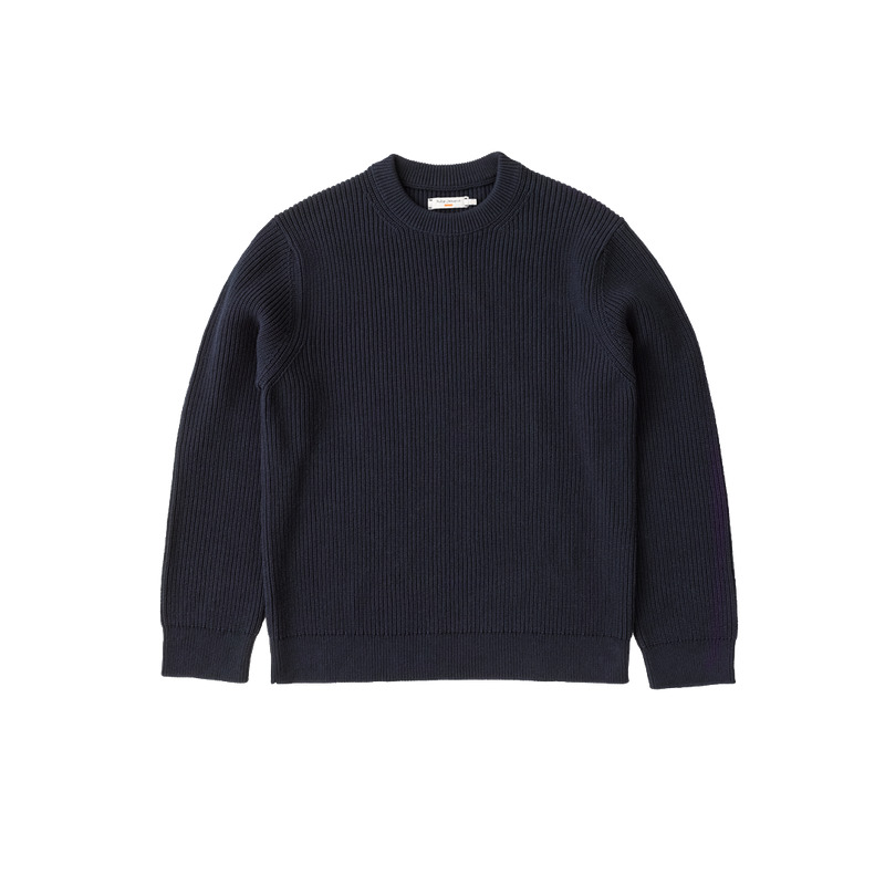 Nudie Jeans August Rib Cotton Sweater Navy