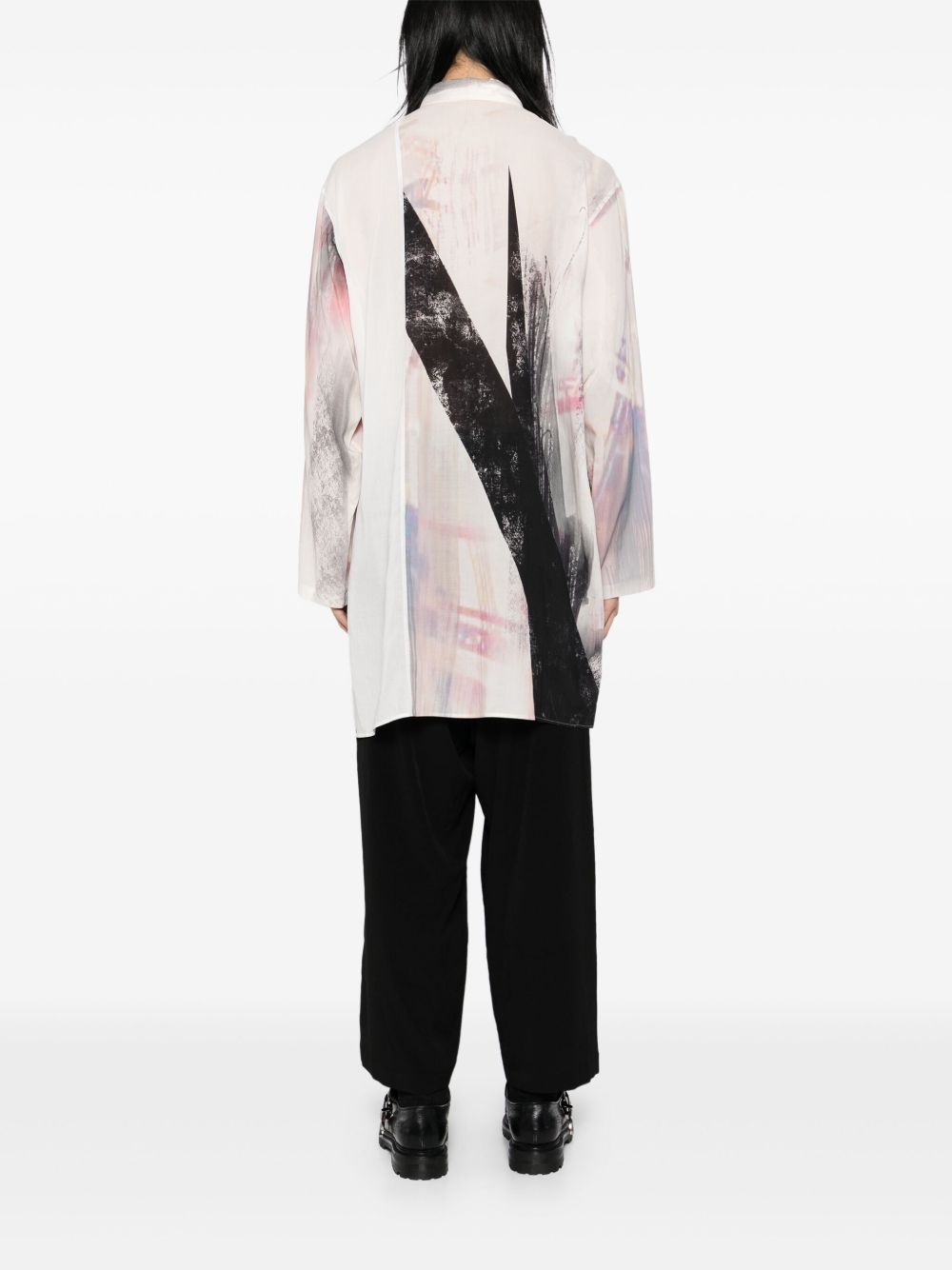 abstract print oversized shirt - 4