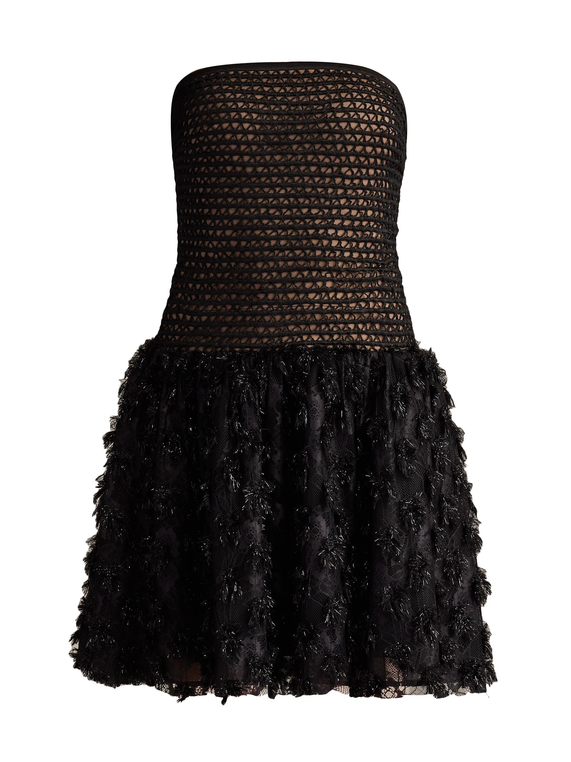 Women's Shimmer-Detailed Strapless Minidress - Black Beige - 1