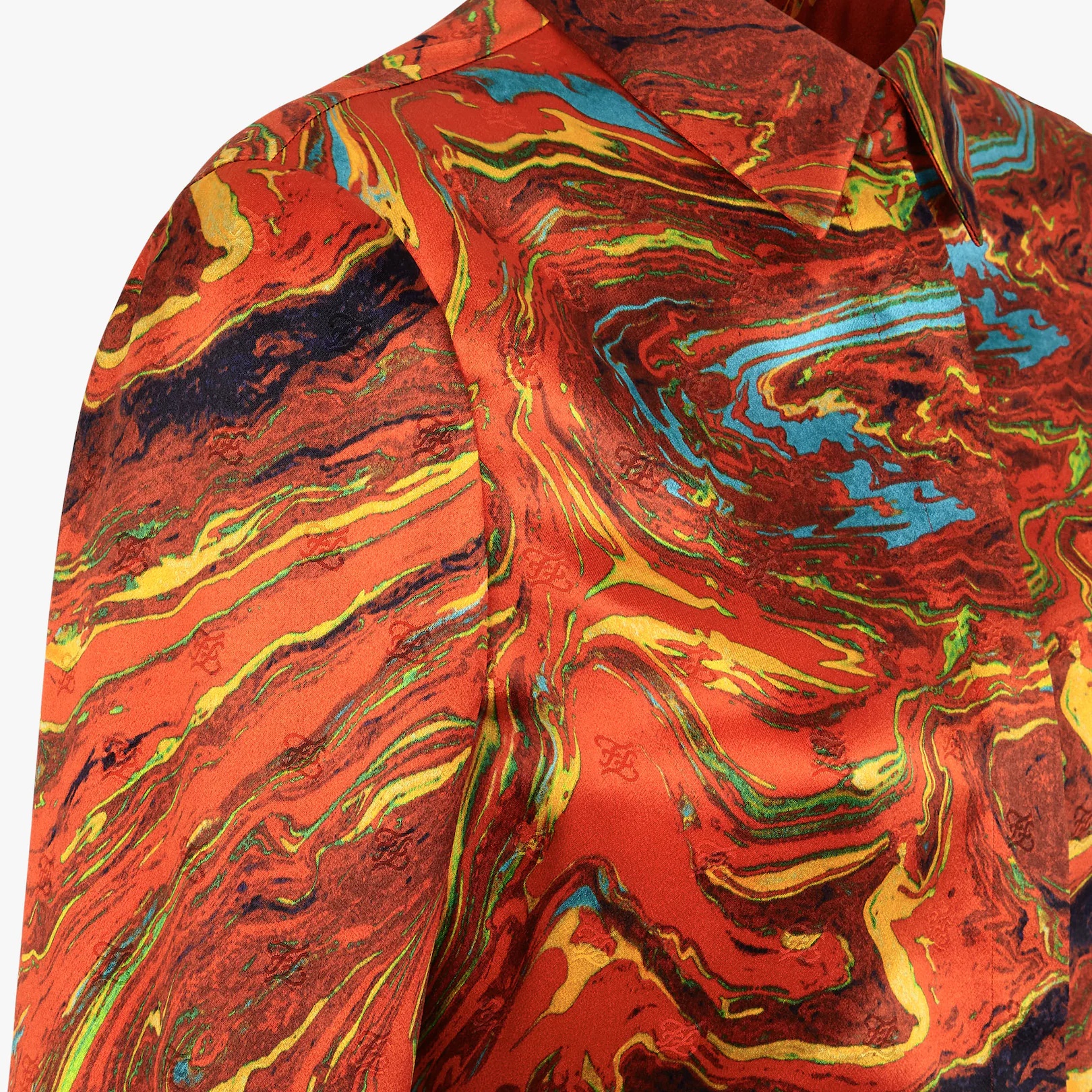 Orange crêpe satin shirt - 3