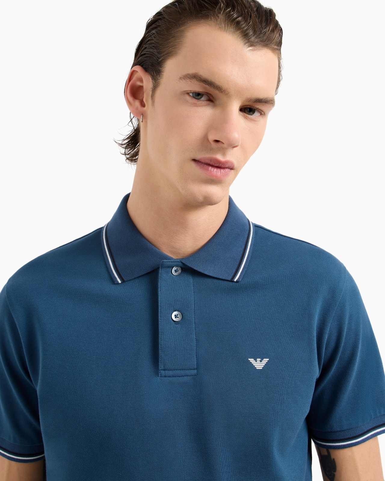 SLIM-FIT STRETCH PIQUÉ POLO SHIRT WITH MICRO EAGLE - 5