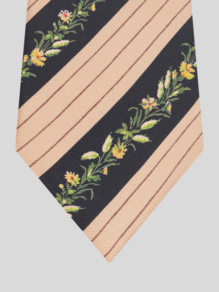 STRIPED AND MICRO FLOWER TIE - 3