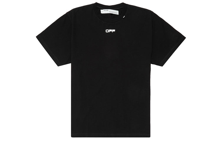 Off-White Wavy Line White T-Shirt Printing Short Sleeve Loose Fit Black OMAA038R201850041001 - 1