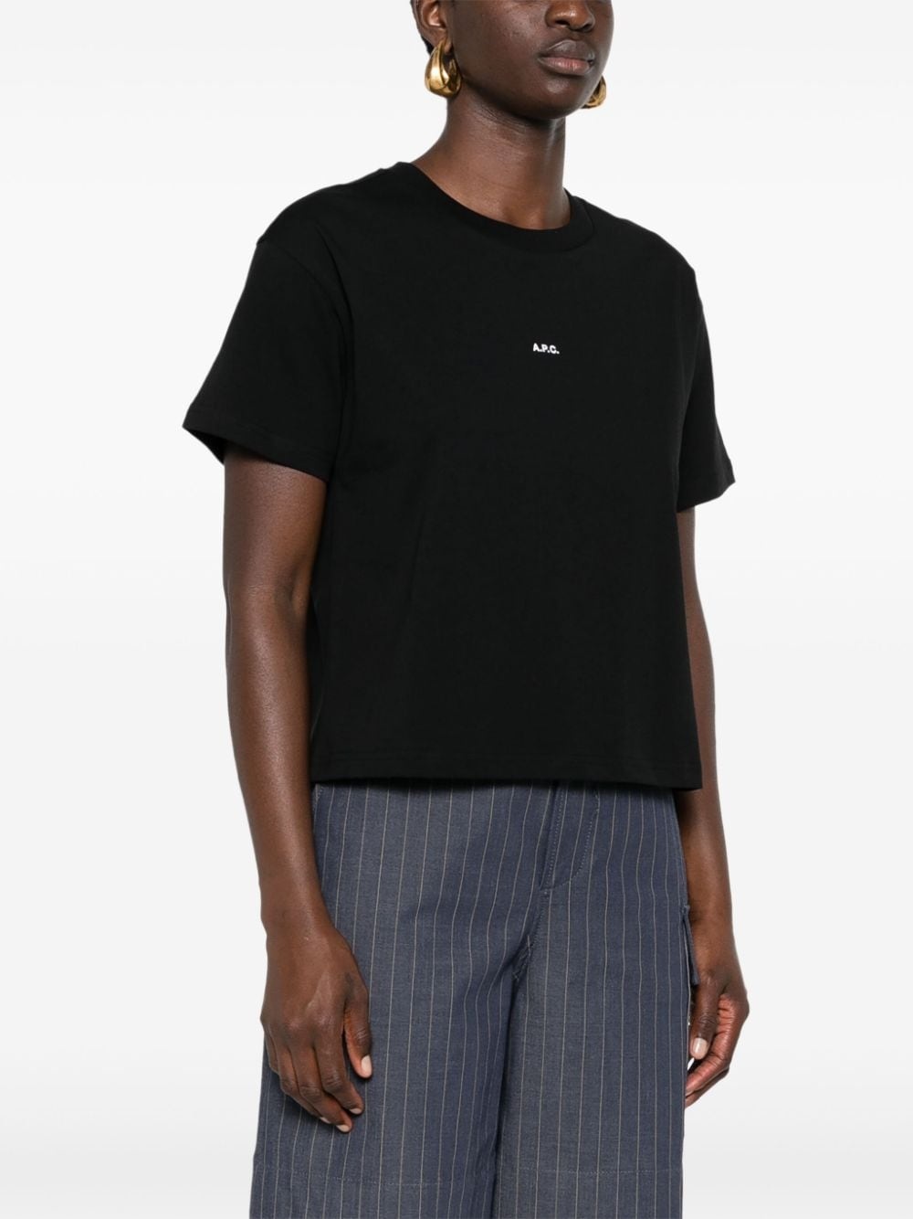 logo-print cropped T-shirt - 3