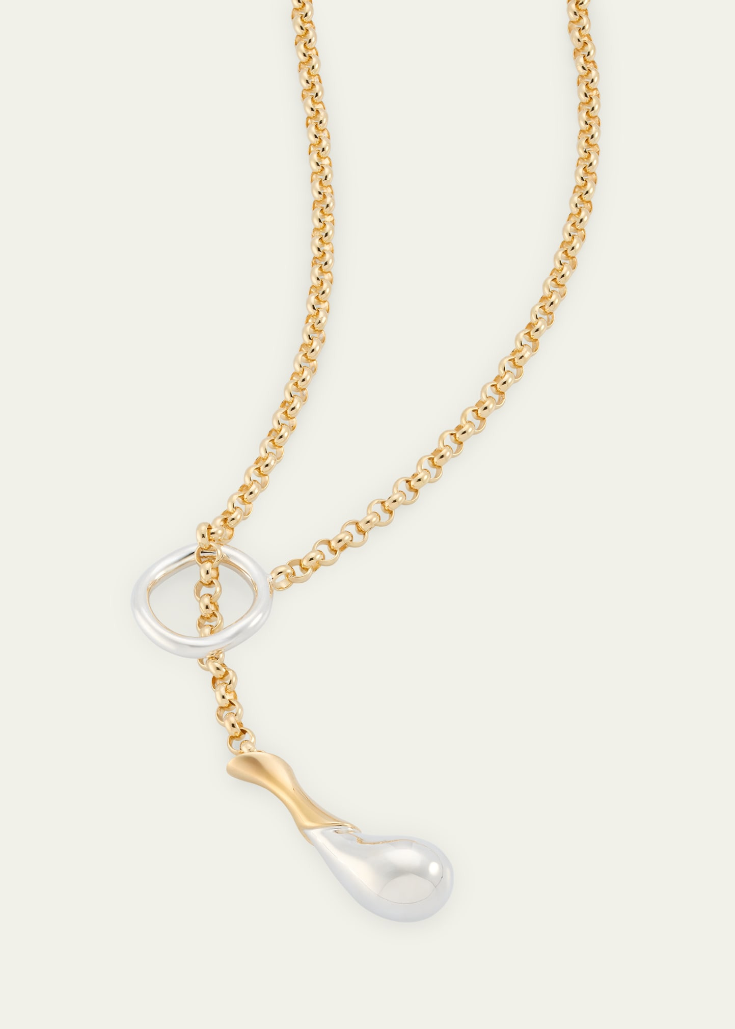 Silver and Gold Drop Chain Necklace - 4