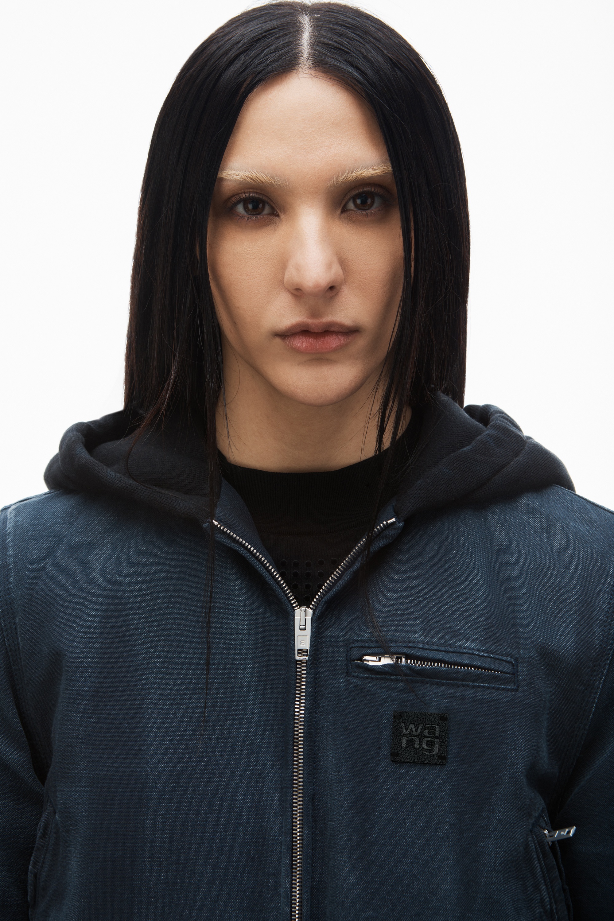 padded zip-up hoodie jacket in cotton canvas - 4