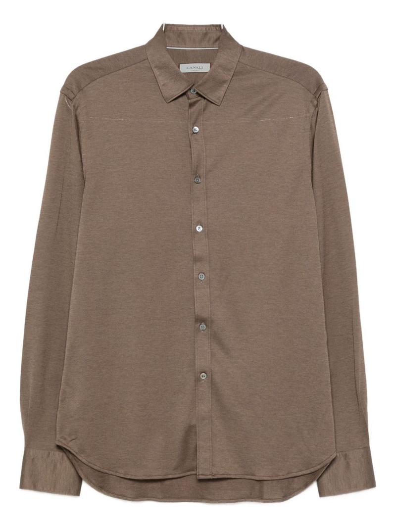 long-sleeve cotton-blend shirt 1
