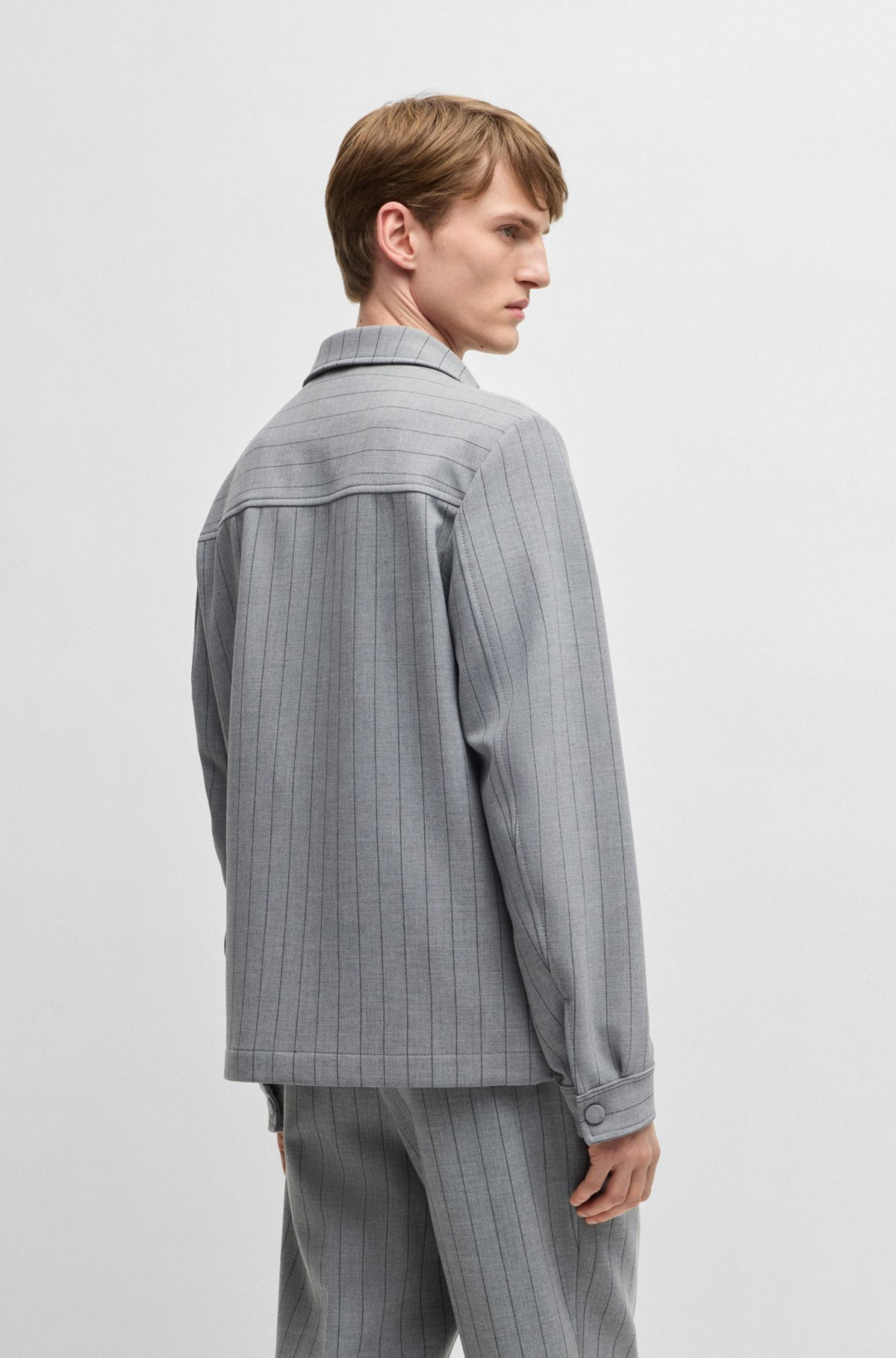 RELAXED-FIT OVERSHIRT WITH STRIPE AND SCRIPT LOGO - 4