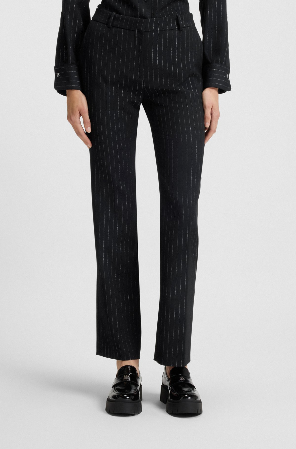 REGULAR-FIT PANTS WITH SPARKLING PINSTRIPE - 2