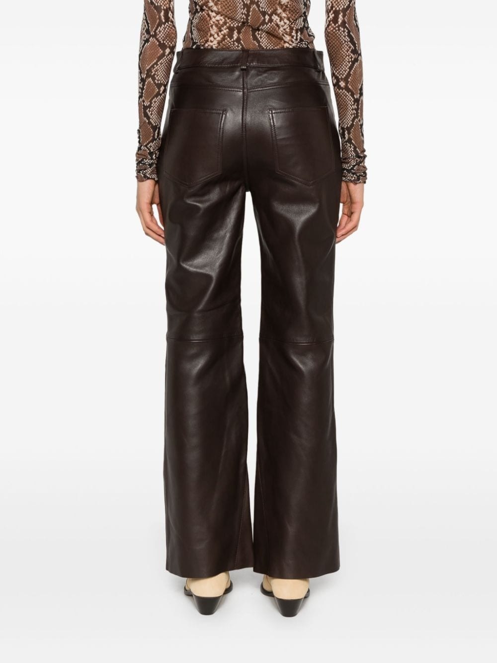 straight-leg leather trousers - 4