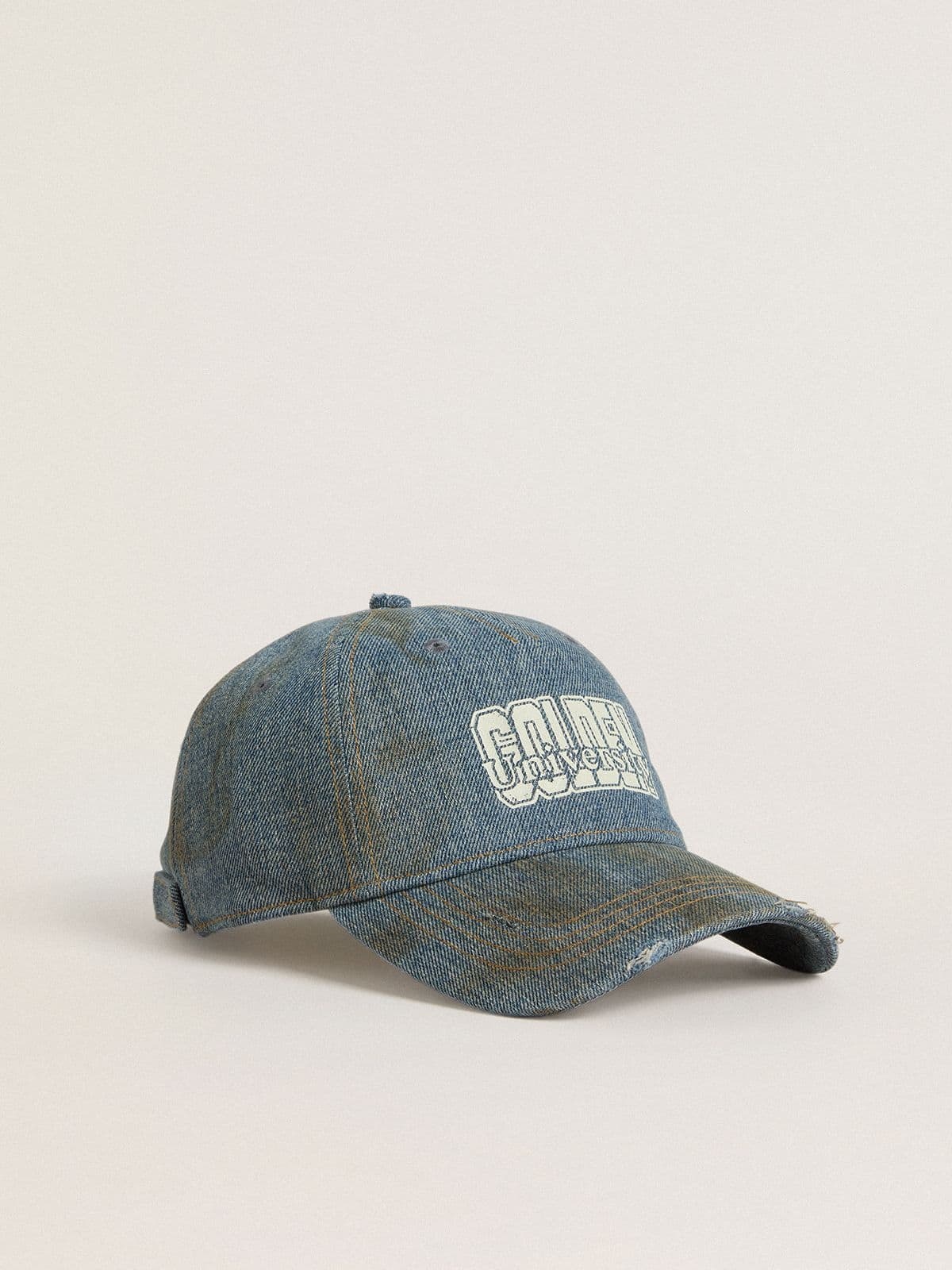 Denim-colored cotton baseball cap with a lived-in finish - 2