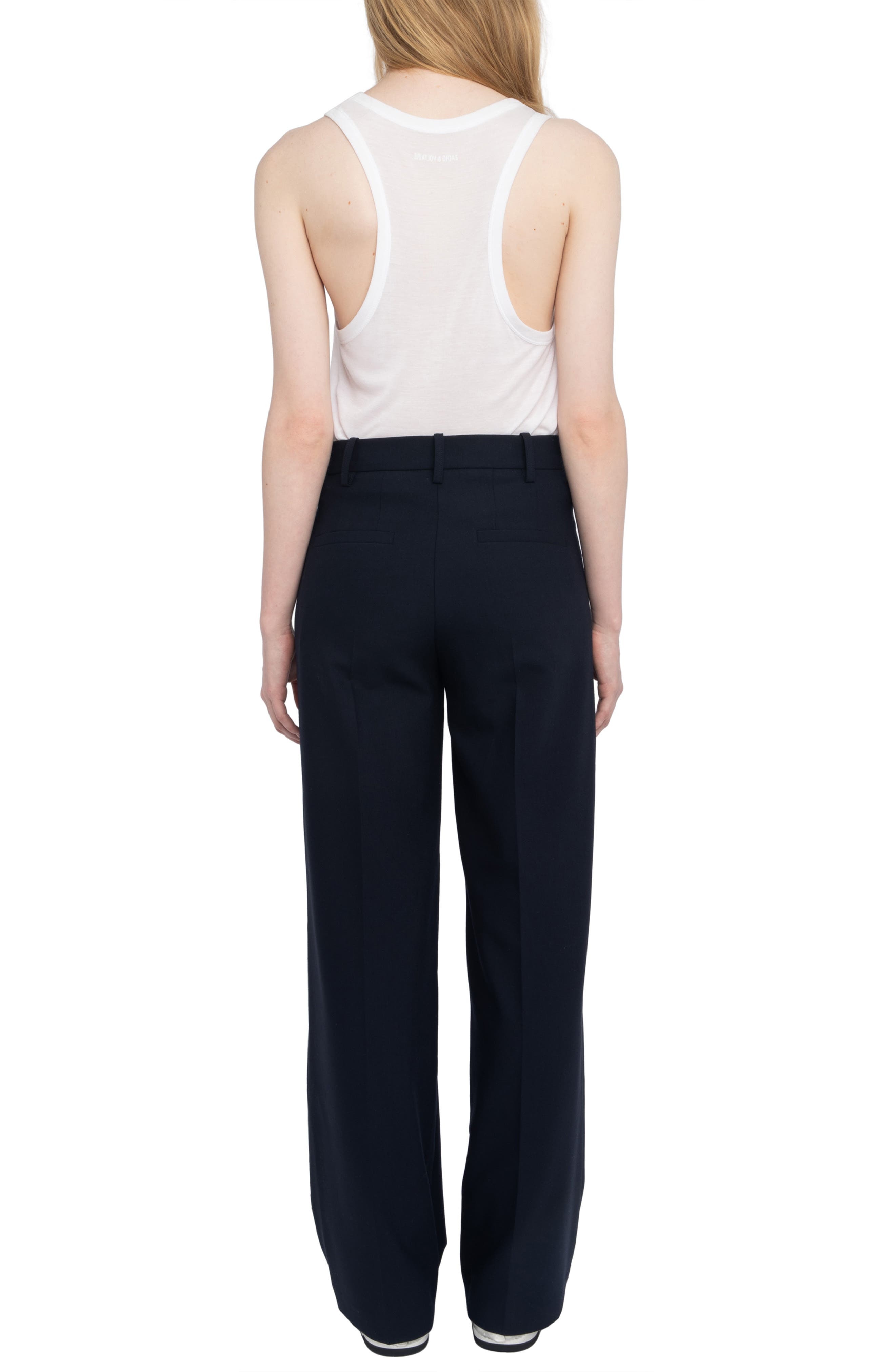 Zadig & Voltaire Panol Tailleur Strass Rhinestone Wide Leg Pants in Encre at Nordstrom - 7