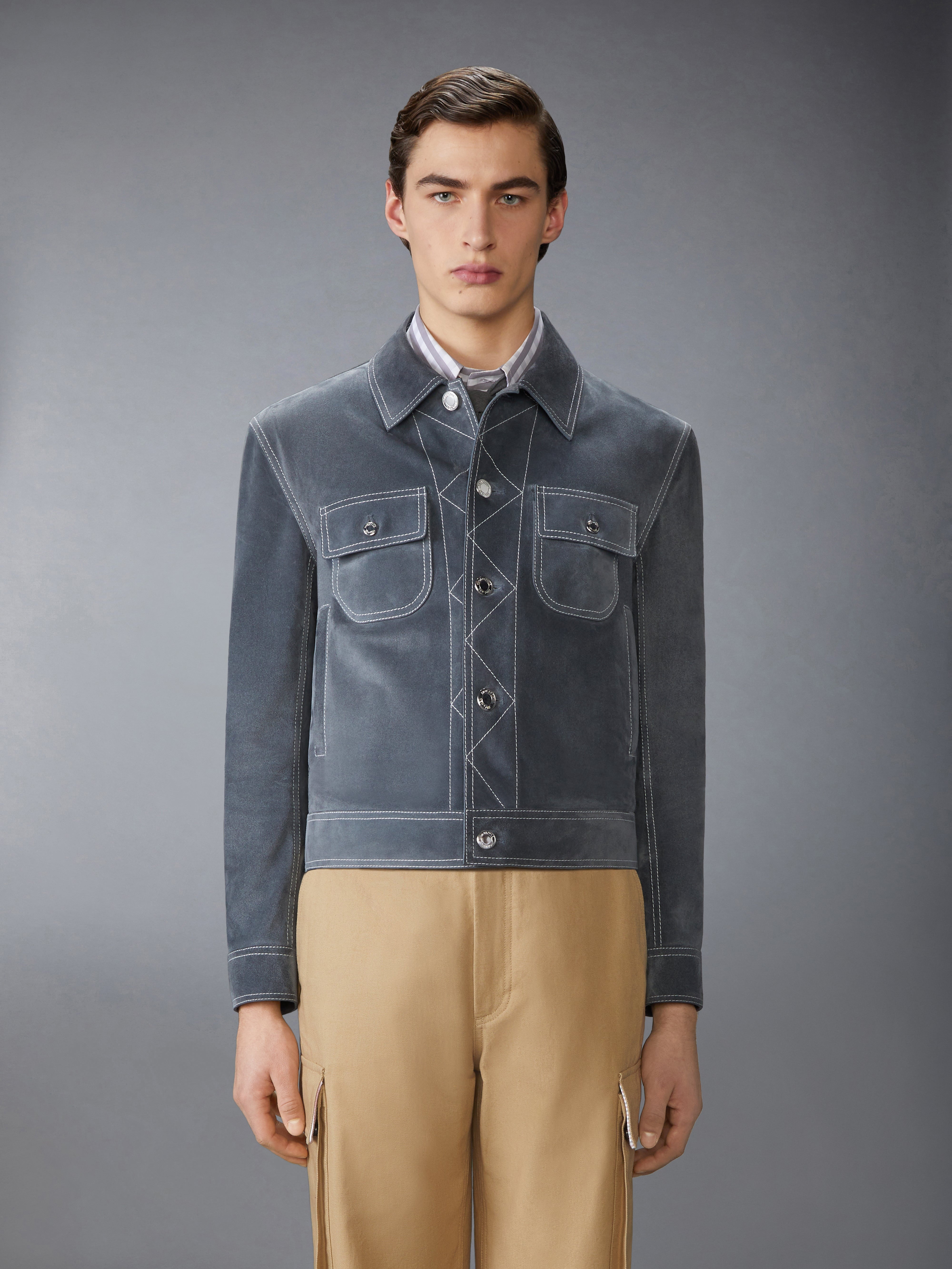 CONTRAST STITCH SUEDE UTILITY JACKET - 2
